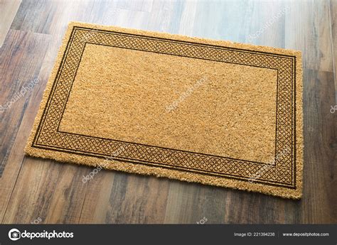 Blank Welcome Mat Wood Floor Background Ready Your Own Text Stock Photo ...