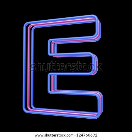 3d Neon Alphabet, Letter E Isolated On Black Background Stock Photo 124760692 : Shutterstock