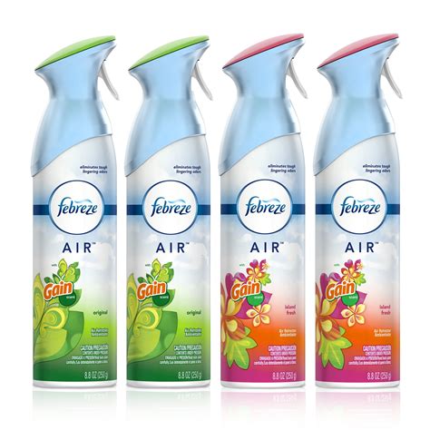 Febreze Air Freshener, 2 Gain Original and 2 Gain Island Fresh scents ...