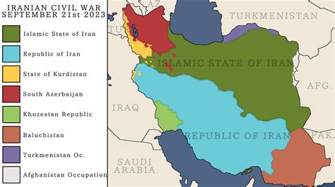 Iranian Civil War (1 year after the revolts began) : r/imaginarymaps