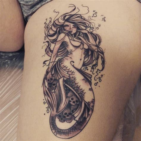 Mermaid Thigh Tattoo