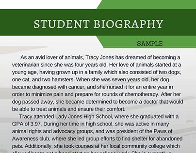 Student Biography Example (2) | Images :: Behance