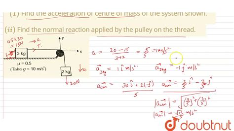 `(1)` Find the acceleration of centre of mass of the system shown. `(ii ...