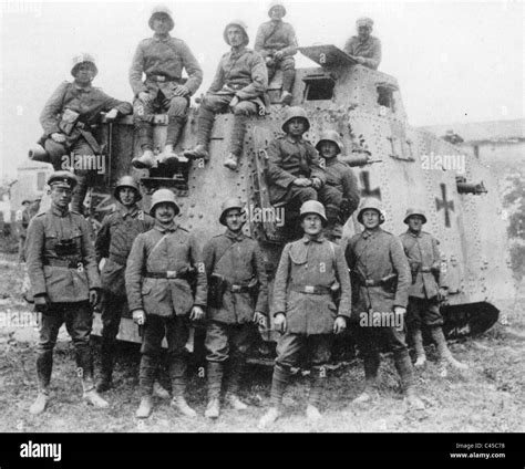 German tank crew in front of a Panzer A7V, 1918 Stock Photo - Alamy