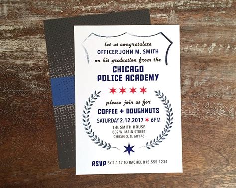 Chicago Police Academy Graduation Invitations Front and Back, DIY ...