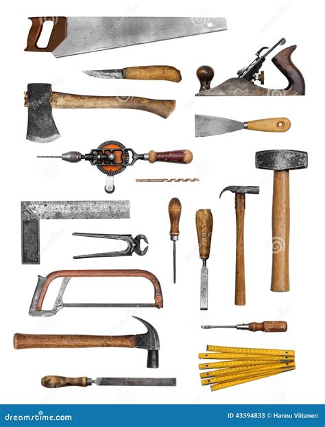 Old carpenter hand tools stock image. Image of drill - 43394833