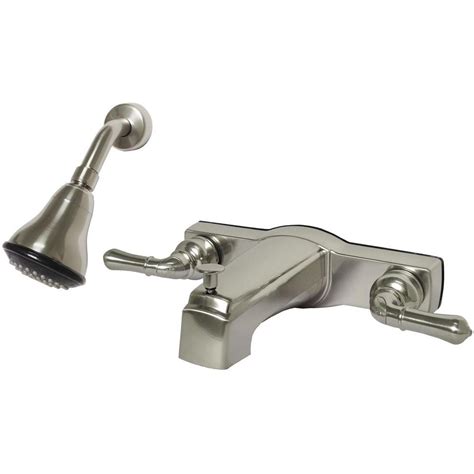 Homewerks Worldwide Mobile Home 2-Handle 1-Spray Tub and Shower Faucet in Brushed Nickel (Valve ...