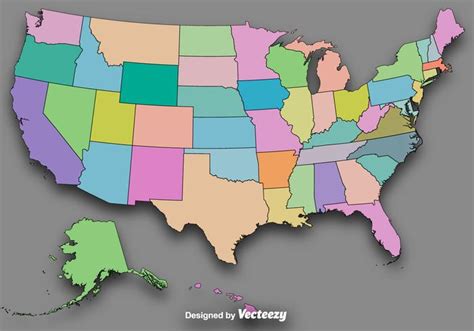 Vector Colorful State Outlines/Vector Map Of The USA - Download Free Vector Art, Stock Graphics ...