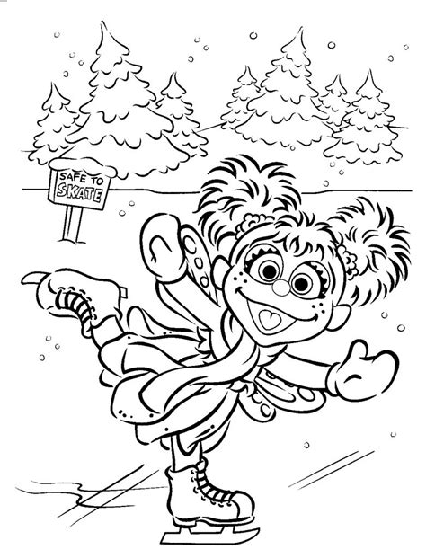 Coloring Pages | Abby Ice Skating Sesame Street Coloring Pages