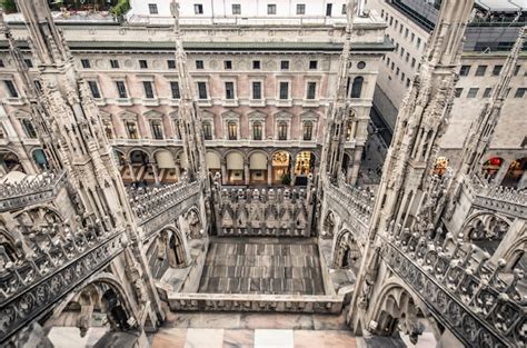 Premium Photo | Milan, duomo aerial view from the top of the cathedral