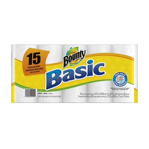 Bounty Basic 15-Pack Regular Paper Towel Rolls at Lowes.com