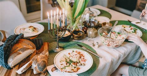 Hanukkah Meal on Dinner Table · Free Stock Photo