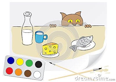 Drawing Hungry Cat Stock Image - Image: 14343001