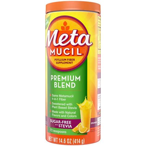 Metamucil Premium Blend, Psyllium Fiber Powder Supplement, Sugar-Free ...