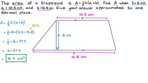 Question Video: Finding the Area of a Trapezoid with Lengths Given as ...