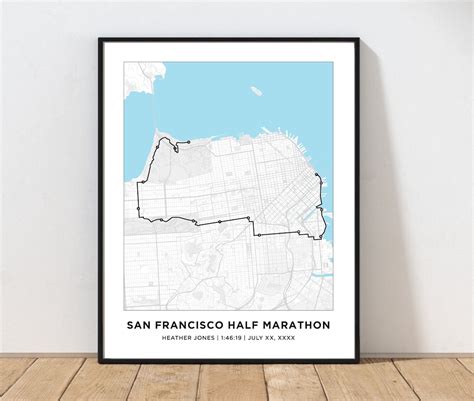 San Francisco Half Marathon Course Map Personalized San Francisco Route ...