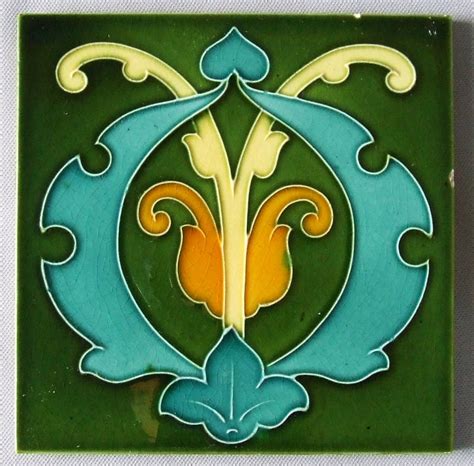 Antique English Art Nouveau Tile Arts and Crafts Green – BungalowBILL