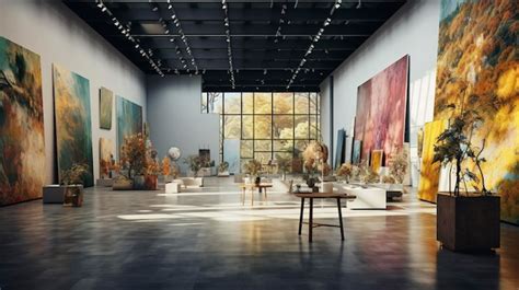 Premium AI Image | A Photo of a Stylish Art Exhibition Space