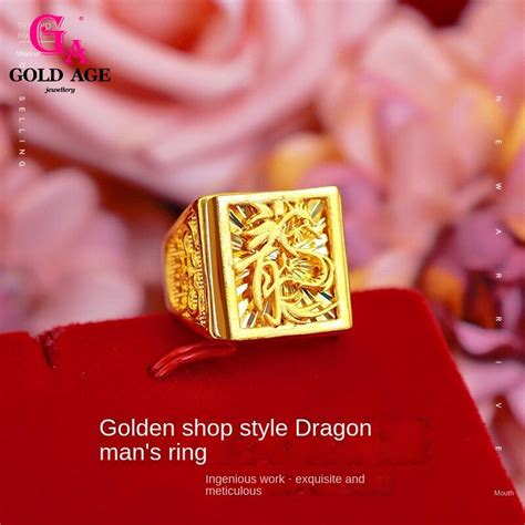 GA Jewelry Fashion 18K Saudi Gold Plated Korean Men's Gold-plated Dragon Ring | Shopee Philippines