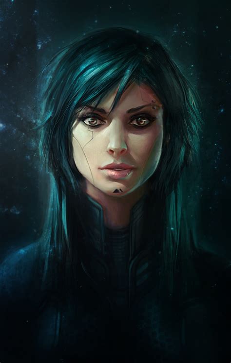 File:1019x1600 7445 Kaa 2d sci fi portrait female girl woman cyborg cyberpunk picture image ...