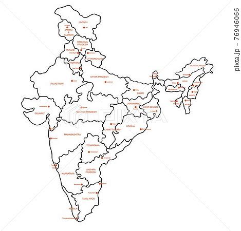 Doodle freehand drawing India political map...のイラスト素材 [76946066] - PIXTA