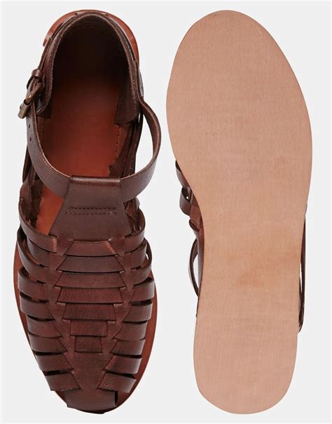 Lyst - Asos Fisherman Sandals In Leather in Brown for Men