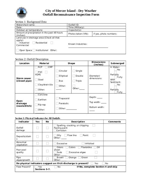 Stormwater Outfall Inspection Data - the Village of ... Doc Template | pdfFiller