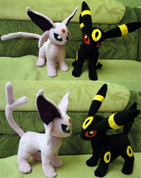 Espeon and Umbreon plushies by Rens-twin on DeviantArt