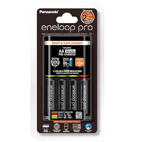 Panasonic Eneloop Pro 2hr Quick Charger with 4 pcs AA Eneloop Pro Rechargeable Battery - Battery ...