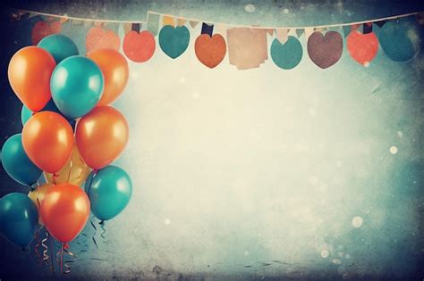 Premium AI Image | Vintage retro happy birthday banner with balloons 02