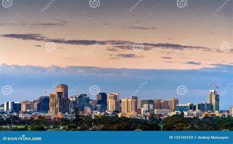 Adelaide Night City Skyline View Stock Image - Image of financial, copy ...