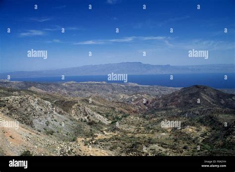 The Red Sea, with the Yemen coastline in the backgorund, Djibouti Stock ...