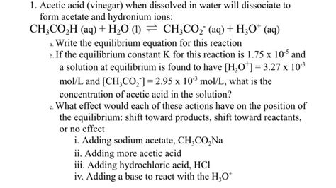 Dissociation Of Acetic Acid In Water Equation - Tessshebaylo