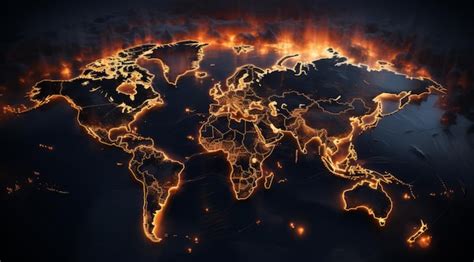 Premium AI Image | A map of the world with a fire