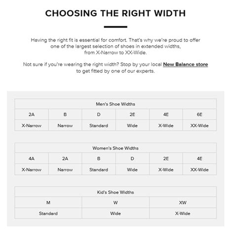 Shoe width sizing guide – New Balance