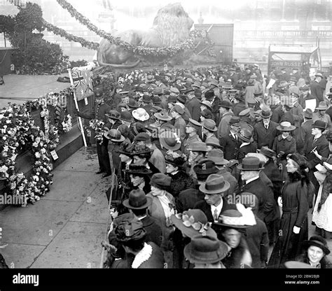 Trafalgar Day Celebrations 1916. Trafalgar Square. Crowd scene. 21 ...