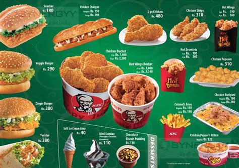 KFC Menu And Price List