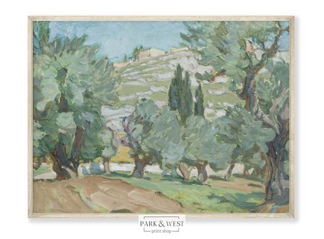 Grove of Trees Digital Printable Art Vintage Mediterranean Landscape Oil Painting - Etsy