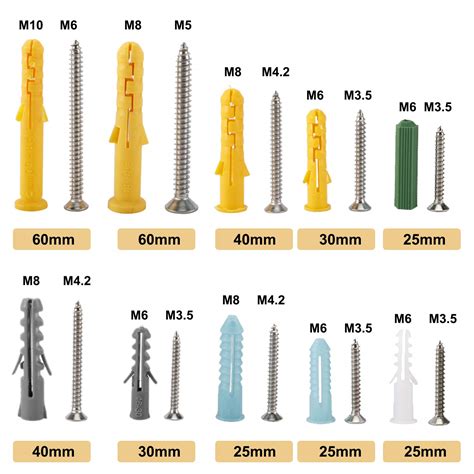 Plastic Anchor Size Chart - New 285 Piece Metal Screw and Anchor Assortment Set | eBay | Melissa ...