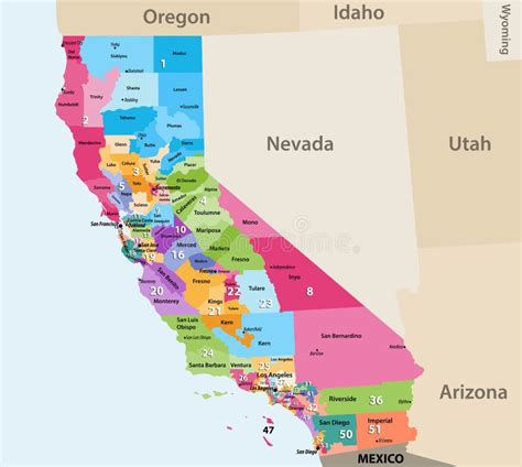 Vector High Detailed Map of California`s Congressional Districts since ...