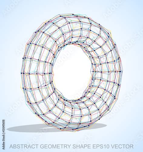 Abstract geometry shape: Multicolor sketched Torus. Hand drawn 3D ...