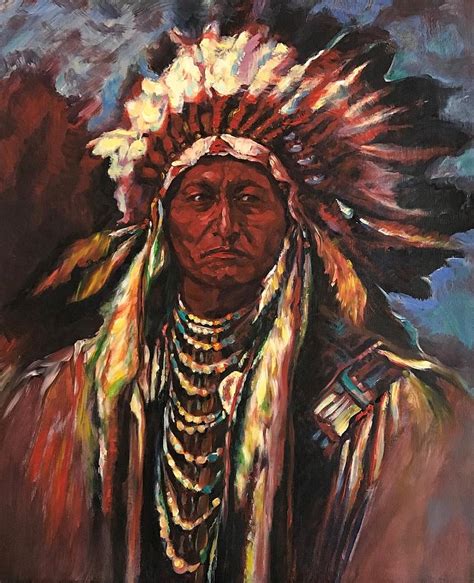 Native American Indian Chief Painting by Liwa Liu-Chapman - Fine Art ...