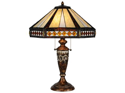 Meyda Tiffany Diamond Mission Beige & S White Bronze Table Lamp | MY139416