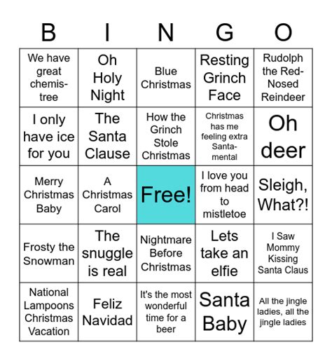 Christmas Movie Quotes/Puns/Songs Bingo Card