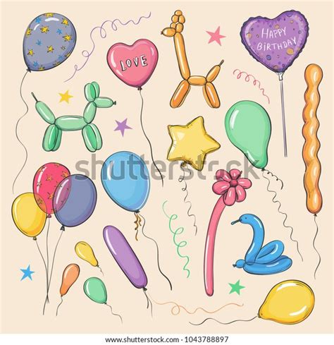 Colored Collection Balloons Different Shapes Stock Vector (Royalty Free ...