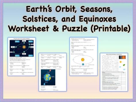 Earth’s Orbit, Seasons, Solstices, and Equinoxes - Worksheet & Puzzle (Printable) | Teaching ...