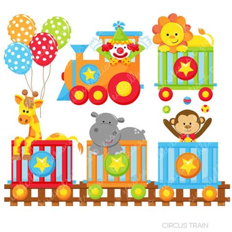 Circus Train Cute Digital Clipart for Commercial or Personal | Etsy