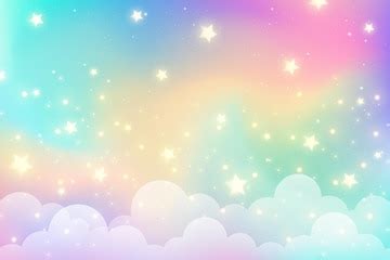 Premium Vector | Rainbow unicorn background with clouds and stars ...