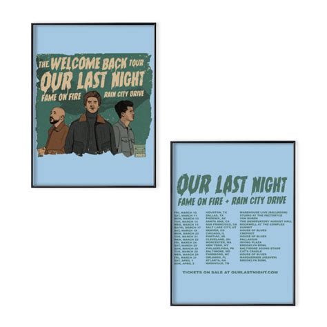 Our Last Night Band Tour 2023 Poster Set, The Welcome Back Tour 2023 Poster Set sold by Nonah ...