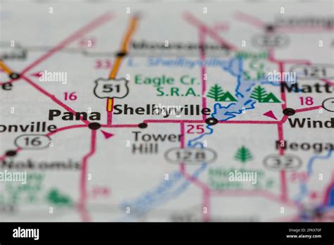 Shelbyville Illinois Shown on a Geography map or road map Stock Photo ...